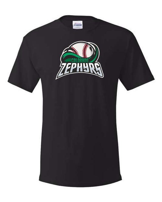 ZEPHYRS  - Cotton feel or 50/50 Short Sleeve Tshirt Black
