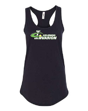 INVASION - Ladies Racerback Flowy Tank. Multiple colors available.