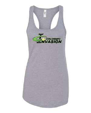 INVASION - Ladies Racerback Flowy Tank. Multiple colors available.