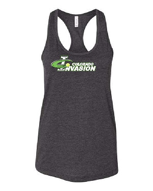 INVASION - Ladies Racerback Flowy Tank. Multiple colors available.